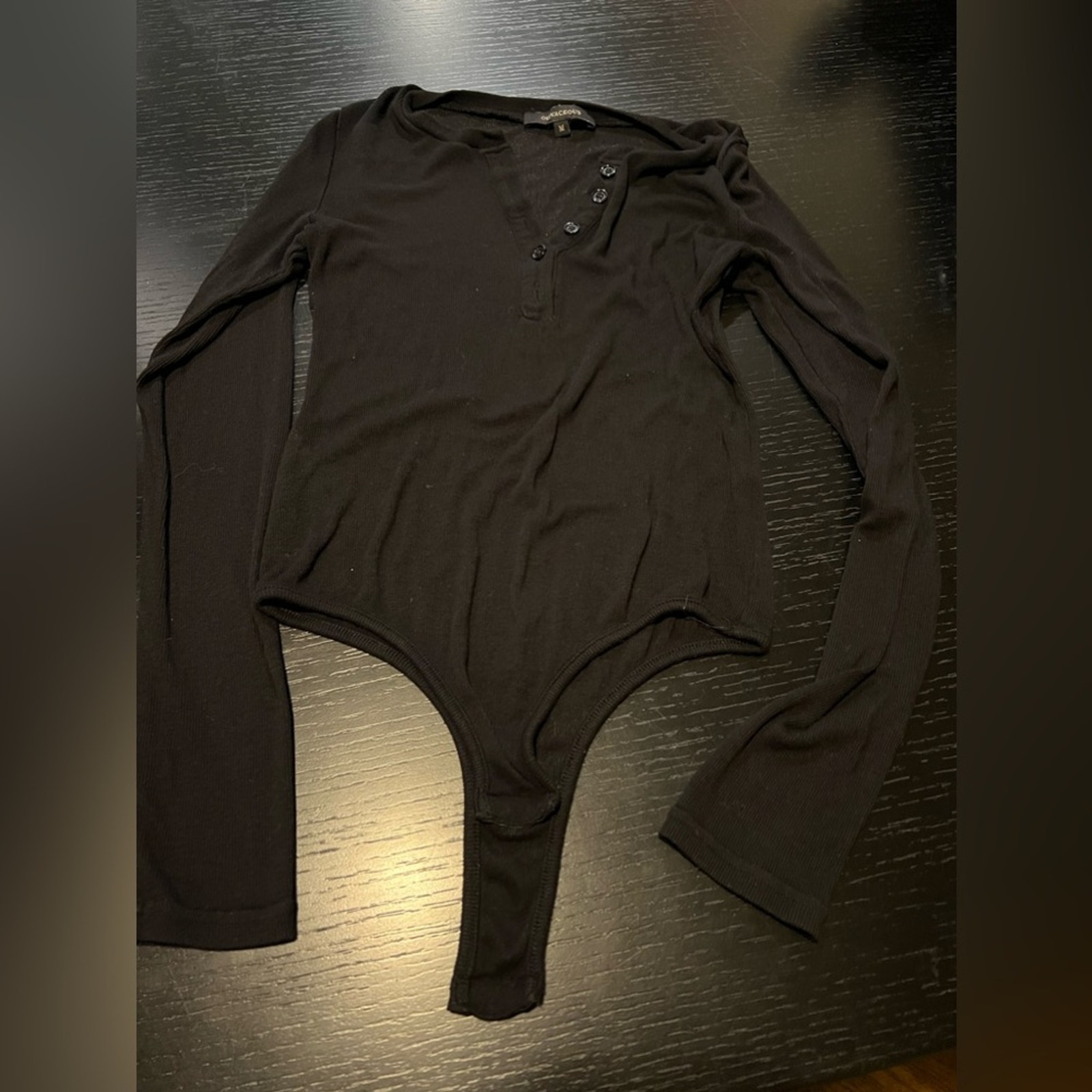 Oliviaceous Black Henley Bodysuit Size Medium Fits Like Small